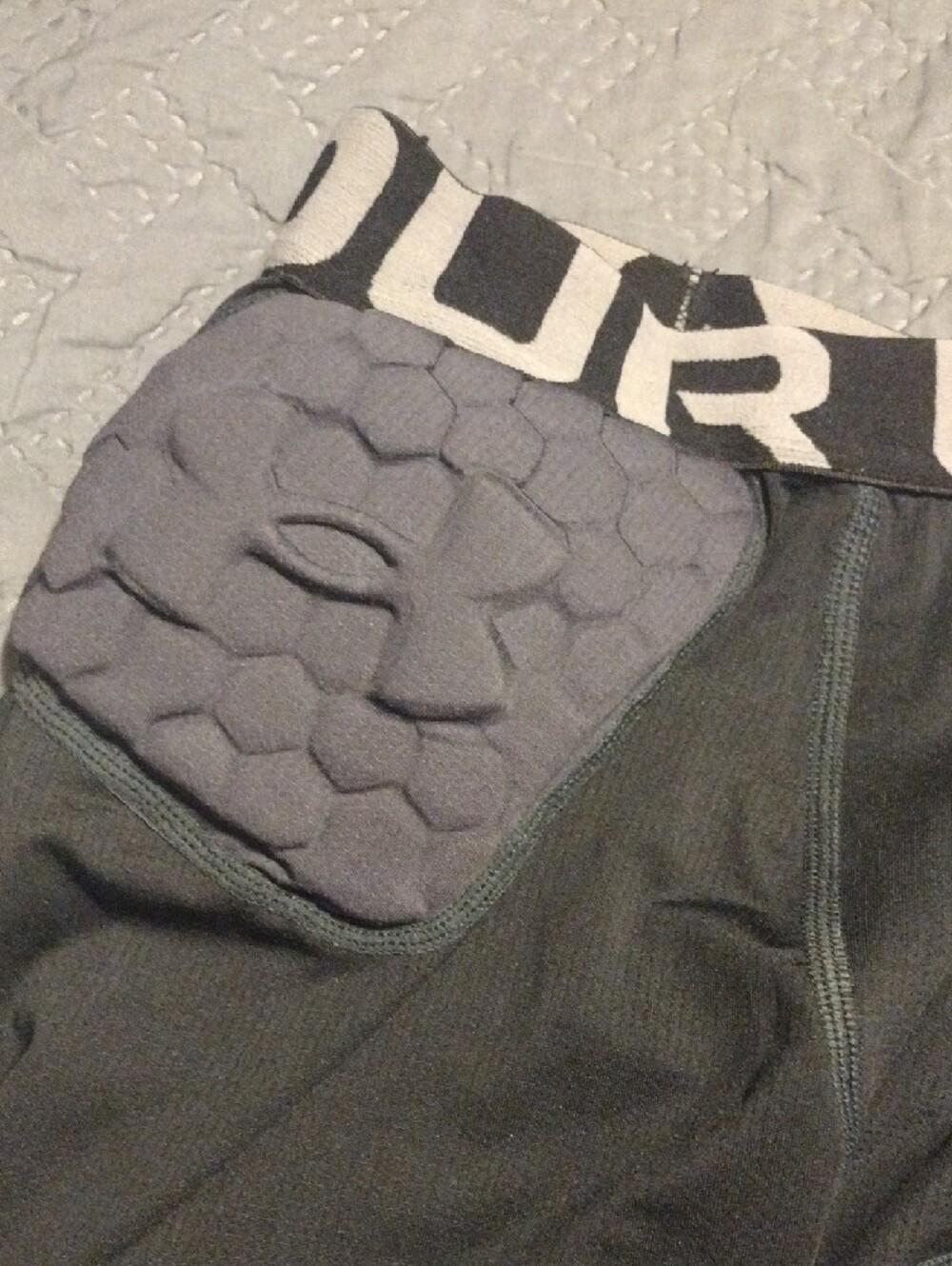 Under Armour Black Compression Padded Shorts with Gray Pads - Picture 5 of 7